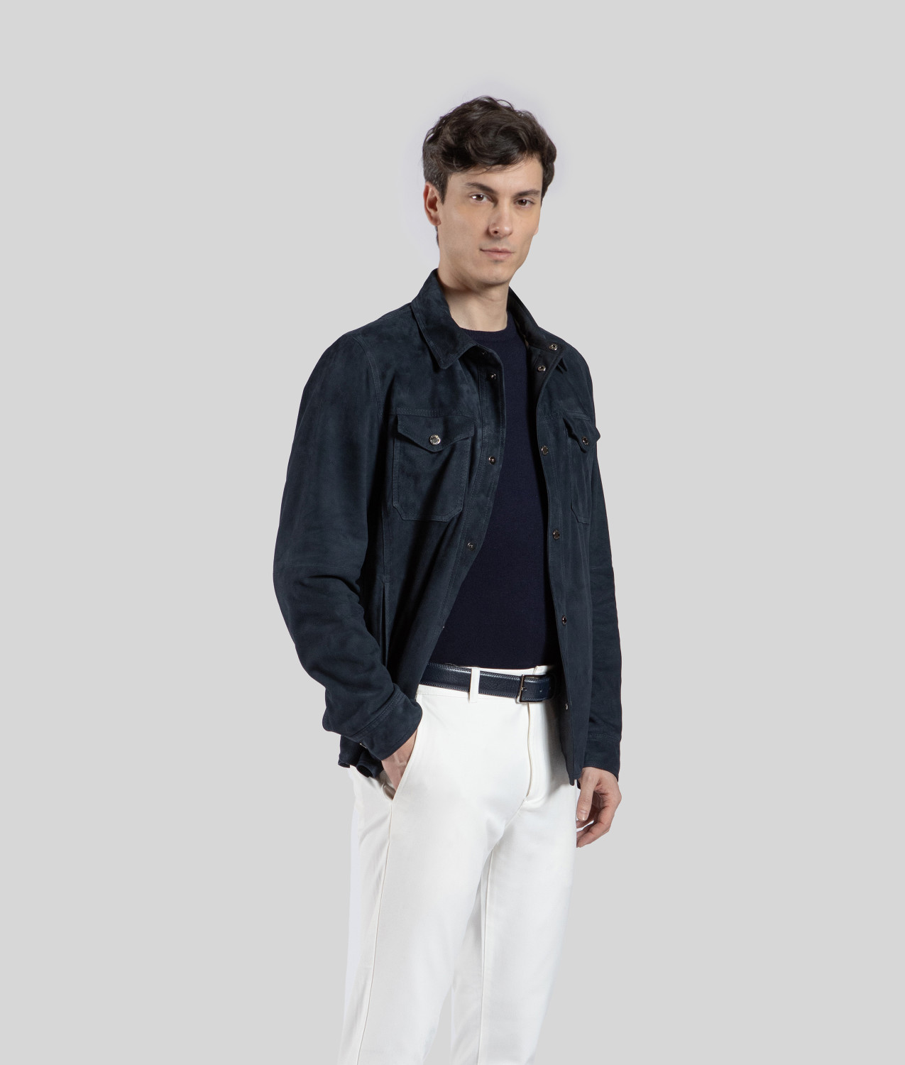 Camicia Sfoderata in Camoscio — Navy